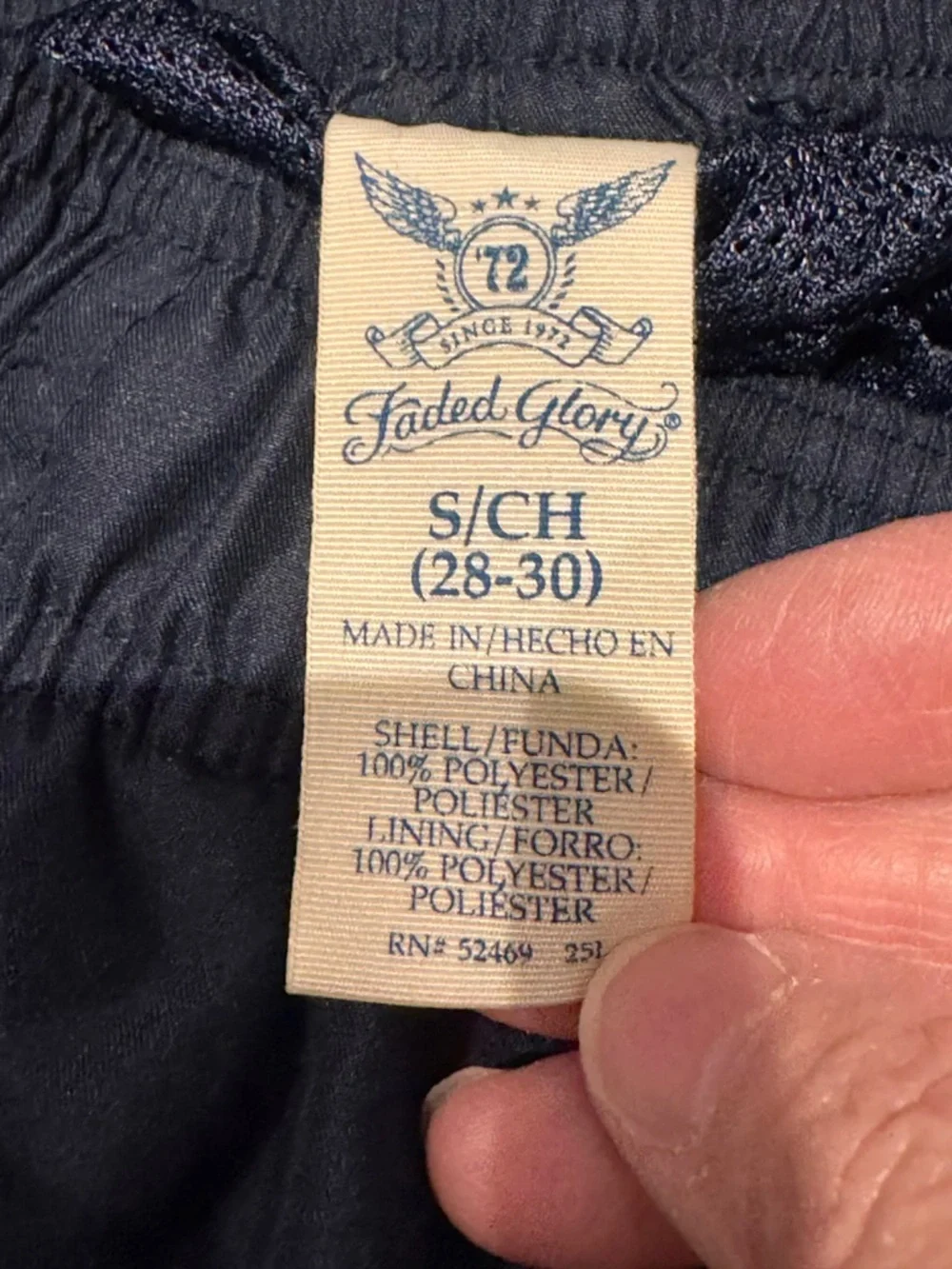 Faded Glory swim trunks Navy Drawstring Shorts SMALL 28-30